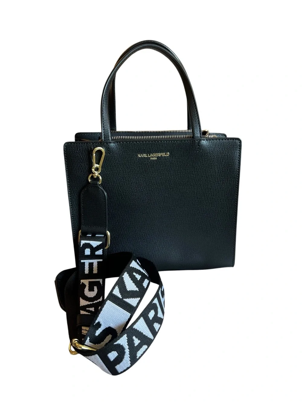 Karl Lagerfeld Paris Maybelle Satchel Black Leather Crossbody Bag - NWT
